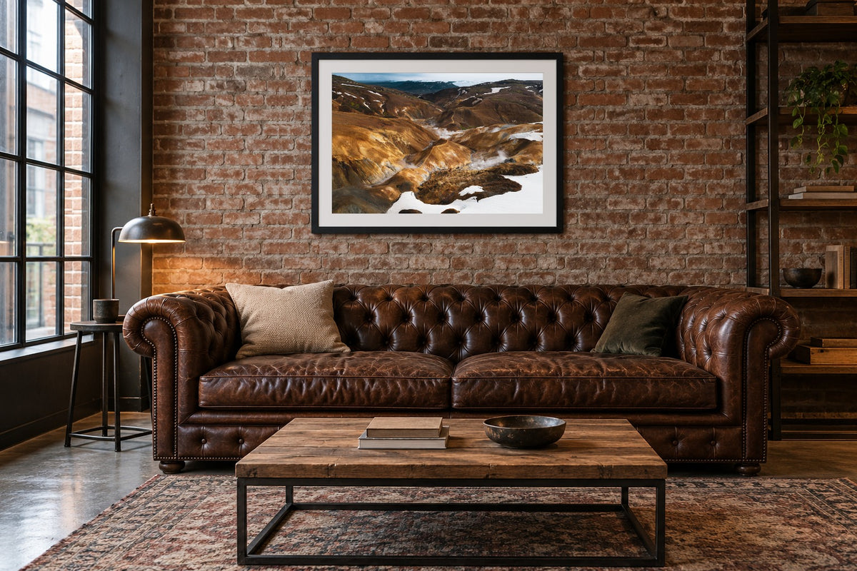 Elemente als Fine Art Print 60 × 40 cm, Raumansicht Loft. Visualisierung, Rahmen und Passepartout nicht im Lieferumfang.