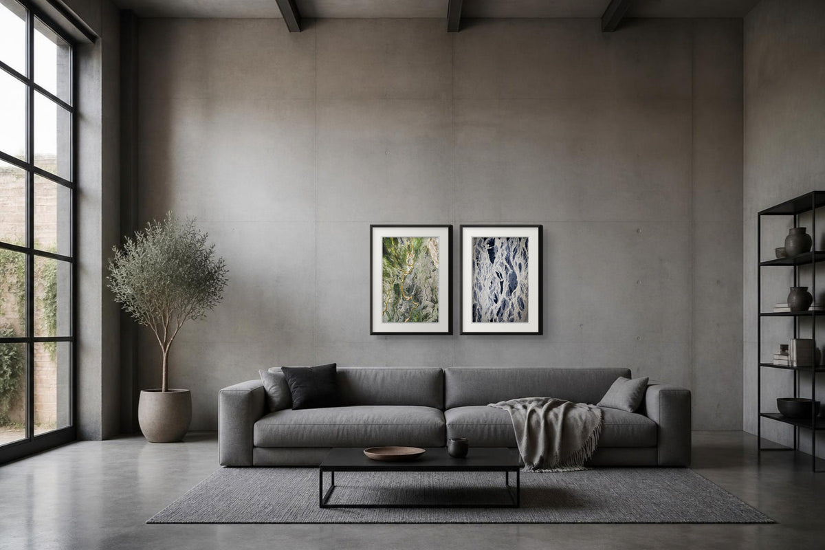 Strukturen mit Naturgemälde, Fine-Art-Fotografie, Raumansicht 2 × 40 × 60 cm im Loft